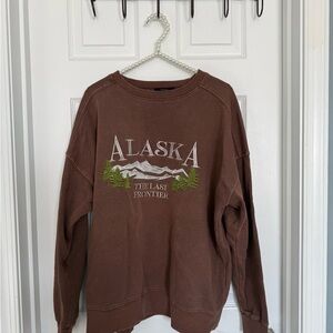 Forever 21 Brown Alaska Graphic Crewneck Sweater